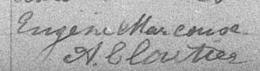 Signature d'Eugène Marcoux: 11 octobre 1895 Signature d'Eugène Marcoux: 11 octobre 1895