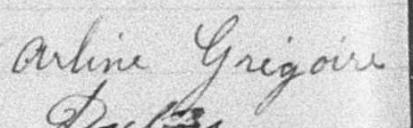 Signature d'Arline Grégoire: 9 mai 1898 Signature d'Arline Grégoire: 9 mai 1898