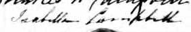 Signature d'Isabella Campbell: 29 mars 1868 Signature d'Isabella Campbell: 29 mars 1868