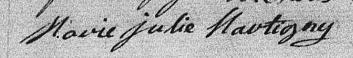 Signature de Mari Julie Martigny: 24 janvier 1806 Signature de Mari Julie Martigny: 24 janvier 1806