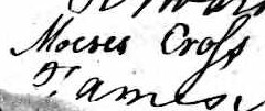 Signature de Moses Cross: 9 octobre 1844 Signature de Moses Cross: 9 octobre 1844