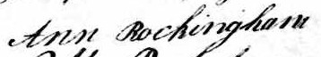 Signature de Ann Rockingham: 2 novembre 1845 Signature de Ann Rockingham: 2 novembre 1845