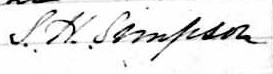 Signature de S. H. Simpson: 18 mars 1849