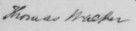 Signature de Thomas Walker: 15 novembre 1852