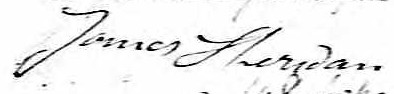 Signature de James Sheridan: 23 juin 1829