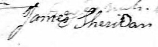Signature de James Sheridan: premier février 1837