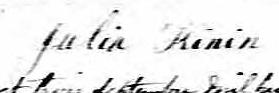 Signature de Julia Kinin: 21 septembre 1868 Signature de Julia Kinin: 21 septembre 1868