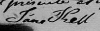 Signature de Jane Kell: 29 août 1824 Signature de Jane Kell: 29 août 1824