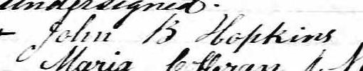 Signature de John B Hopkins: 26 septembre 1875 Signature de John B Hopkins: 26 septembre 1875
