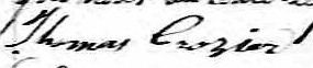 Signature de Thomas Crozier: 13 mai 1838