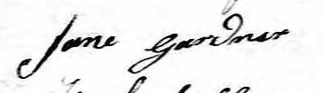 Signature de Jane Gardner: 14 avril 1823 Signature de Jane Gardner: 14 avril 1823
