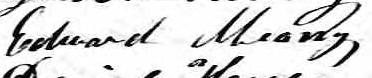 Signature d'Edward Meany: premier mai 1876