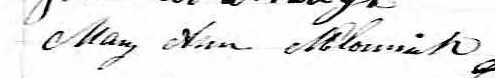 Signature de Mary Ann McCormick: 7 novembre 1865