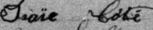 Signature d'Isaïe Côté: 7 juin 1880 Signature d'Isaïe Côté: 7 juin 1880