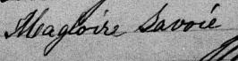 Signature de Magloire Savoie: 20 février 1881 Signature de Magloire Savoie: 20 février 1881