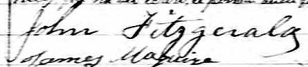 Signature de John Fitzgerald: 8 août 1849 Signature de John Fitzgerald: 8 août 1849