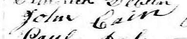Signature de John Cain: 28 août 1871 Signature de John Cain: 28 août 1871
