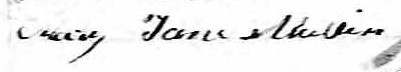 Signature de Mary Jane Mullin: 28 février 1852 Signature de Mary Jane Mullin: 28 février 1852