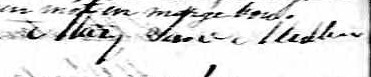 Signature de Mary Jane Mullen: 23 novembre 1852 Signature de Mary Jane Mullen: 23 novembre 1852