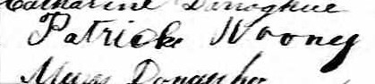 Signature de Patrick Moony: 26 novembre 1850 Signature de Patrick Moony: 26 novembre 1850