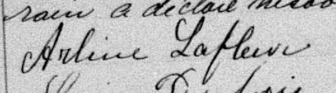 Signature de Arline Lafleur: 27 octobre 1877 Signature de Arline Lafleur: 27 octobre 1877