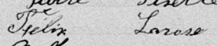 Signature de Félix Larose: 3 février 1889 Signature de Félix Larose: 3 février 1889