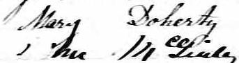 Signature de Mary Doherty: 19 janvier 1875 Signature de Mary Doherty: 19 janvier 1875