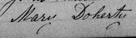 Signature de Mary Doherty: 7 juillet 1879 Signature de Mary Doherty: 7 juillet 1879