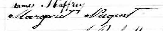 Signature de Margaret Nugent: 4 mai 1858 Signature de Margaret Nugent: 4 mai 1858