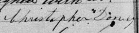 Signature de Christopher Donely: 14 janvier 1881