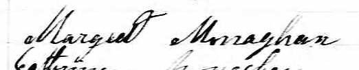 Signature de Margret Monaghan: 15 novembre 1870 Signature de Margret Monaghan: 15 novembre 1870