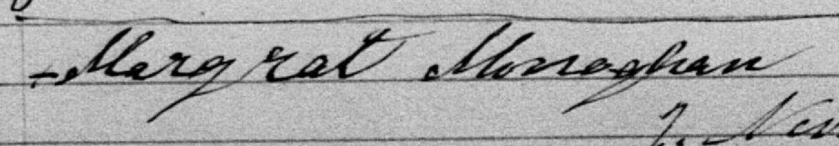 Signature de Mergrat Monaghan: 28 avril 1891 Signature de Mergrat Monaghan: 28 avril 1891