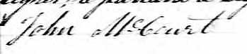 Signature de John McCourt: 24 juillet 1862 Signature de John McCourt: 24 juillet 1862