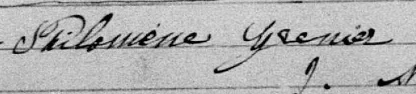 Signature de Philomène Grenier: premier février 1891