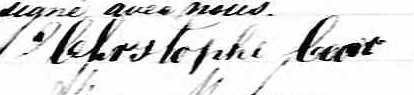Signature de Chrstophe Coar: 19 mars 1864 Signature de Chrstophe Coar: 19 mars 1864