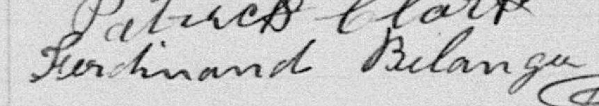 Signature de Ferdinand Belanger: 4 juin 1894 Signature de Ferdinand Belanger: 4 juin 1894