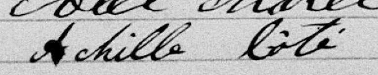 Signature d'Achille Côté: 24 août 1891