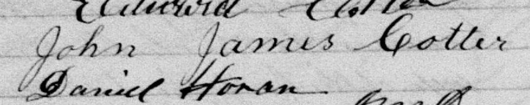 Signature de John James Cotter: 16 avril 1885