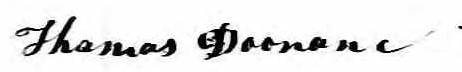Signature de Thomas Doonane: 22 décembre 1866 Signature de Thomas Doonane: 22 décembre 1866