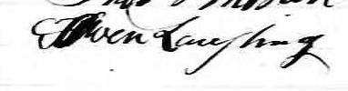 Signature d'Owen Laughrey: 20 juillet 1869 Signature d'Owen Laughrey: 20 juillet 1869