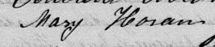 Signature de Mary Horan: 28 novembre 1877