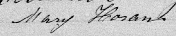 Signature de Mary Horan: 28 août 1883