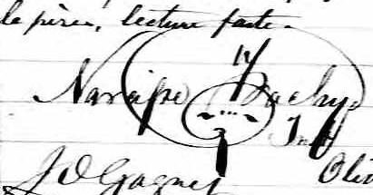 Signature de Narcisse Trachy: 17 février 1869 Signature de Narcisse Trachy: 17 février 1869