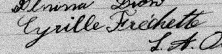 Signature de Cyrille Fréchette: 25 août 1886 Signature de Cyrille Fréchette: 25 août 1886