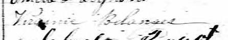 Signature de Virginie Bélanger: 6 juillet 1869 Signature de Virginie Bélanger: 6 juillet 1869