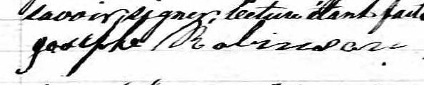 Signature de Joseph Robinson: 26 juillet 1870 Signature de Joseph Robinson: 26 juillet 1870