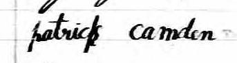 Signature de Patrick Camden: 25 septembre 1870 Signature de Patrick Camden: 25 septembre 1870