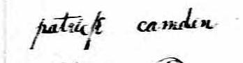 Signature de Patrick Camden: 30 janvier 1871 Signature de Patrick Camden: 30 janvier 1871