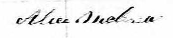 Signature d'Alice McCrea: 16 avril 1871 Signature d'Alice McCrea: 16 avril 1871