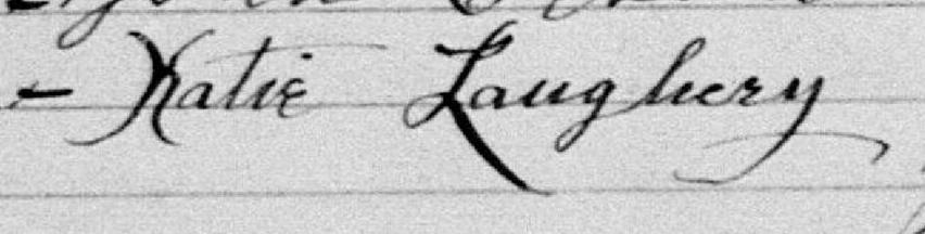 Signature de Katie Laughery: 18 avril 1891 Signature de Katie Laughery: 18 avril 1891
